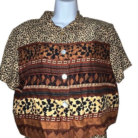 Worthington Women’s Size 10 Vintage Shirt Dress Set Animal Print 80s 90s Style - Picture 2 of 9